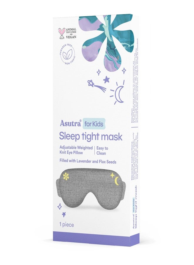 أسوترا وسادة عيون للأطفال من أسوترا للنوم، قطن جيرسي رمادي | محشوة ببراعم الخزامى وبذور الكتان، قناع عين ثقيل، للتأمل وحجب الضوء - Image 5